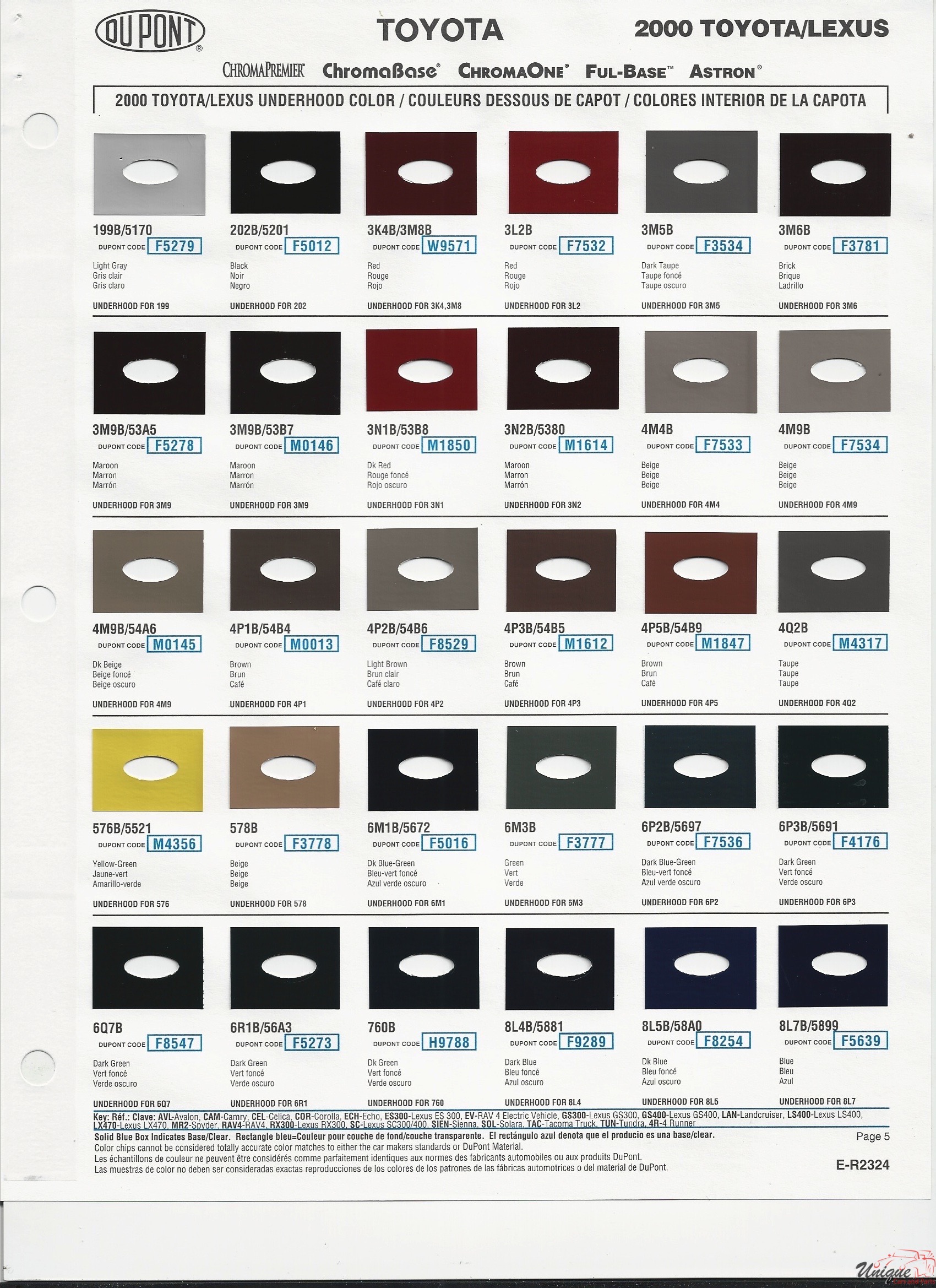 2000 Toyota-4 Paint Charts